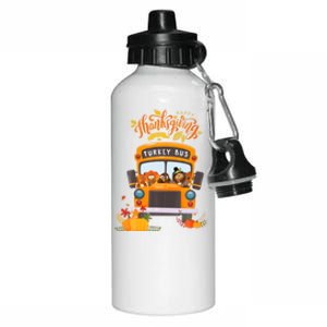 Happy Thanksgiving Day Turkey School Bus Driver Gifts Aluminum Water Bottle