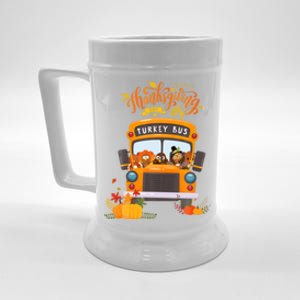 Happy Thanksgiving Day Turkey School Bus Driver Gifts Beer Stein