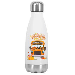 Happy Thanksgiving Day Turkey School Bus Driver Gifts Stainless Steel Insulated Water Bottle