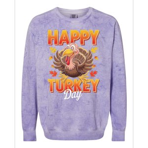 Happy Turkey Day Thanksgiving Turkey Holiday Autumn Great Gift Colorblast Crewneck Sweatshirt