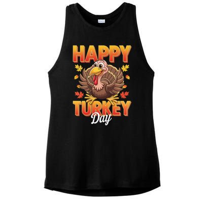 Happy Turkey Day Thanksgiving Turkey Holiday Autumn Great Gift Ladies PosiCharge Tri-Blend Wicking Tank