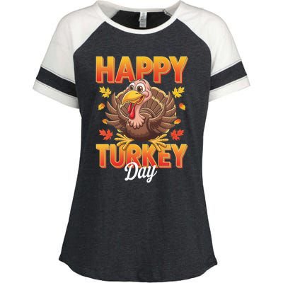 Happy Turkey Day Thanksgiving Turkey Holiday Autumn Great Gift Enza Ladies Jersey Colorblock Tee