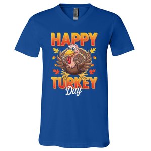 Happy Turkey Day Thanksgiving Turkey Holiday Autumn Great Gift V-Neck T-Shirt