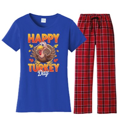 Happy Turkey Day Thanksgiving Turkey Holiday Autumn Great Gift Women's Flannel Pajama Set