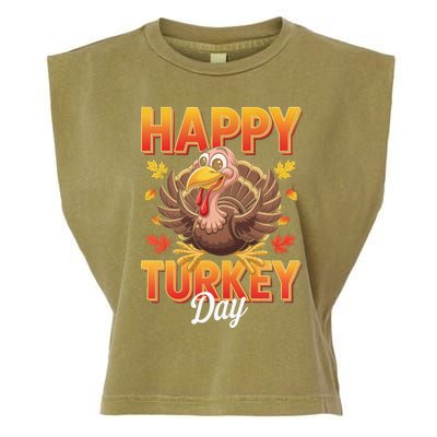 Happy Turkey Day Thanksgiving Turkey Holiday Autumn Great Gift Garment-Dyed Women's Muscle Tee