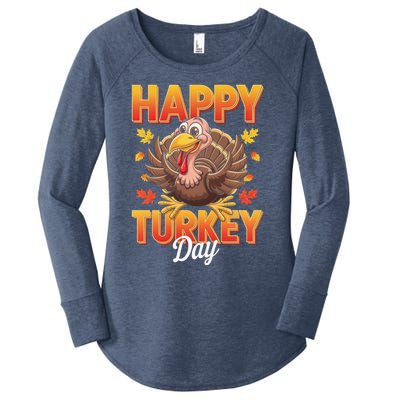 Happy Turkey Day Thanksgiving Turkey Holiday Autumn Great Gift Women's Perfect Tri Tunic Long Sleeve Shirt