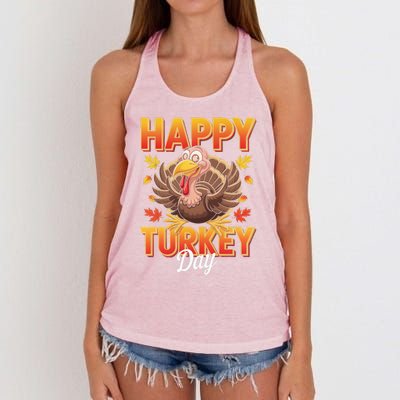 Happy Turkey Day Thanksgiving Turkey Holiday Autumn Great Gift Women's Knotted Racerback Tank