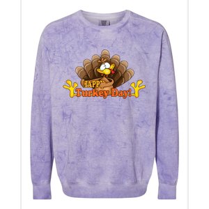 Happy Turkey Day Funny Thanksgiving Colorblast Crewneck Sweatshirt