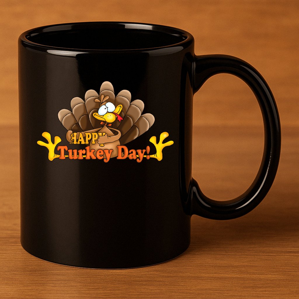 Happy Turkey Day Funny Thanksgiving 11oz C Handle Ceramic Mug