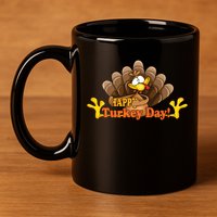 Happy Turkey Day Funny Thanksgiving 11oz C Handle Ceramic Mug