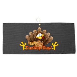 Happy Turkey Day Funny Thanksgiving Large Microfiber Waffle Golf Towel