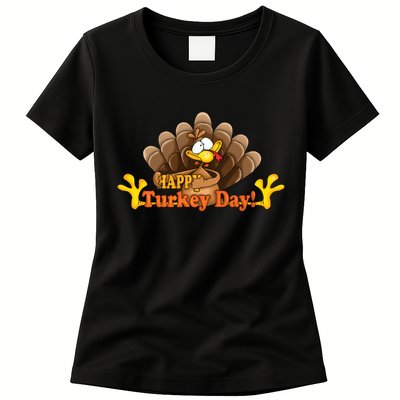Happy Turkey Day Funny Thanksgiving Womens T-Shirt