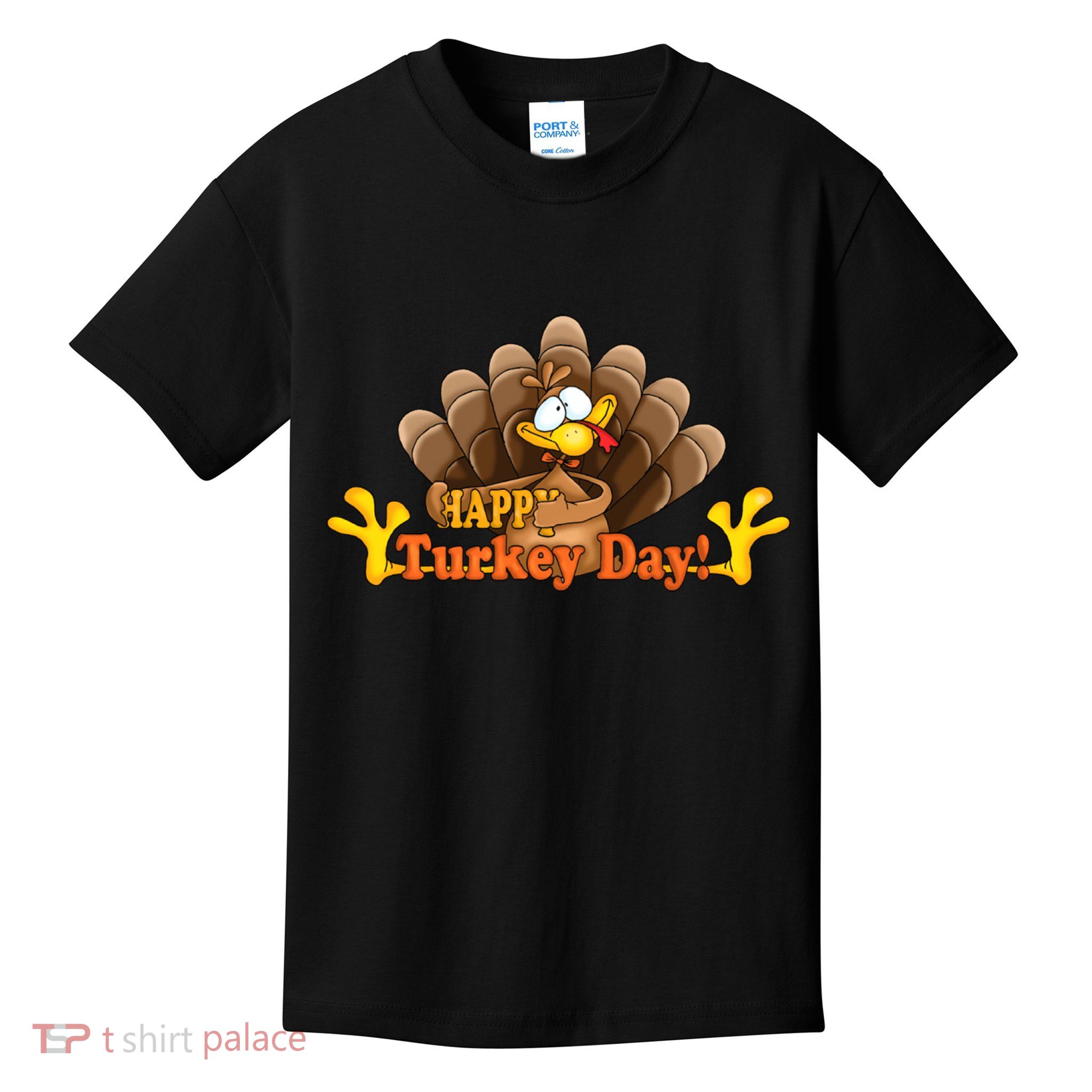 Happy Turkey Day Funny Thanksgiving Kids T-Shirt
