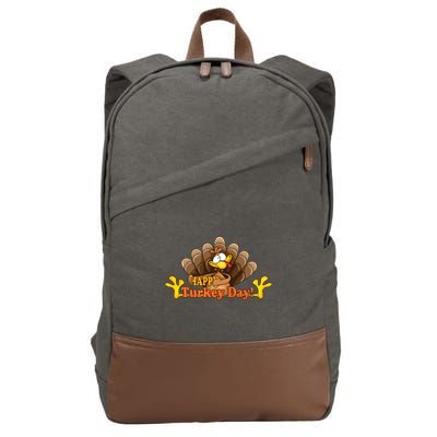 Happy Turkey Day Funny Thanksgiving Cotton Canvas Backpack