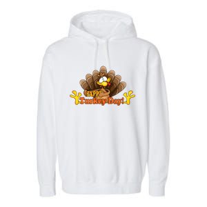 Happy Turkey Day Funny Thanksgiving Garment-Dyed Fleece Hoodie