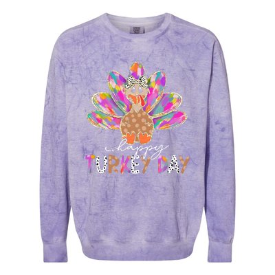 Happy Turkey Day Cute Turkey Thanksgiving Colorblast Crewneck Sweatshirt