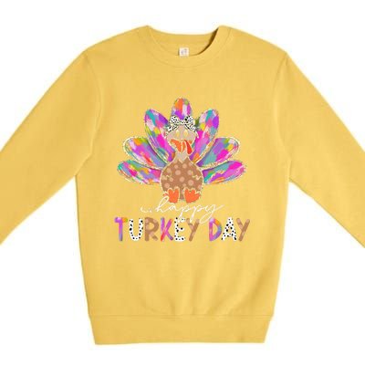 Happy Turkey Day Cute Turkey Thanksgiving Premium Crewneck Sweatshirt