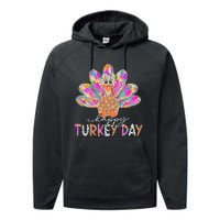 Happy Turkey Day Cute Turkey Thanksgiving Performance Fleece Hoodie