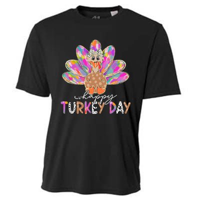 Happy Turkey Day Cute Turkey Thanksgiving Cooling Performance Crew T-Shirt