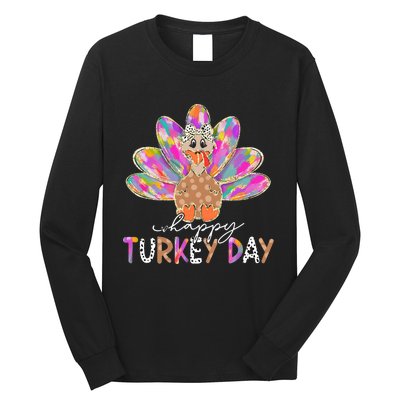 Happy Turkey Day Cute Turkey Thanksgiving Long Sleeve Shirt