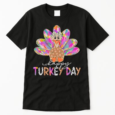 Happy Turkey Day Cute Turkey Thanksgiving Tall T-Shirt