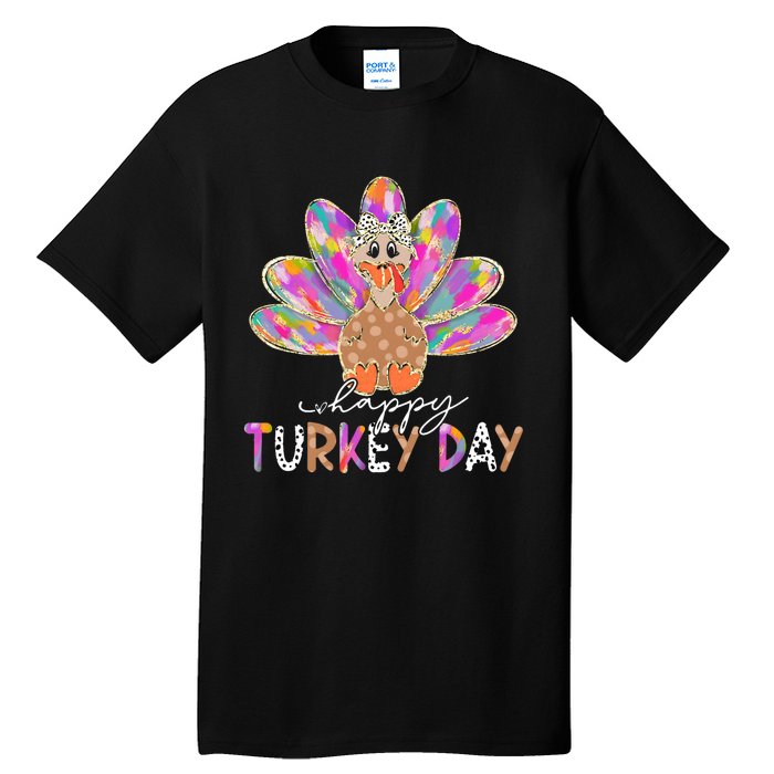 Happy Turkey Day Cute Turkey Thanksgiving Tall T-Shirt