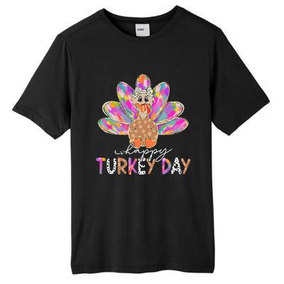 Happy Turkey Day Cute Turkey Thanksgiving Tall Fusion ChromaSoft Performance T-Shirt