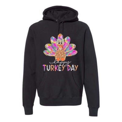 Happy Turkey Day Cute Turkey Thanksgiving Premium Hoodie