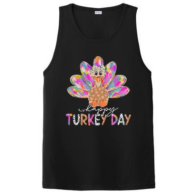 Happy Turkey Day Cute Turkey Thanksgiving PosiCharge Competitor Tank