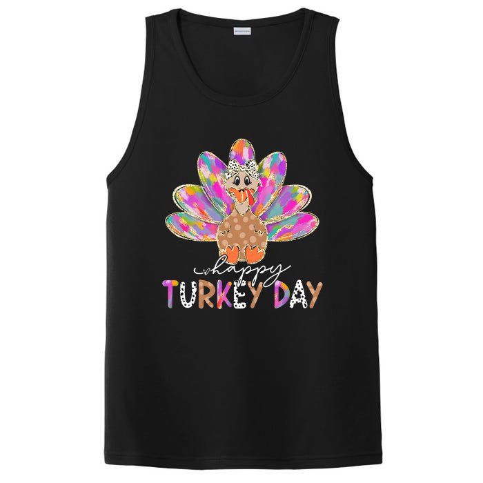 Happy Turkey Day Cute Turkey Thanksgiving PosiCharge Competitor Tank