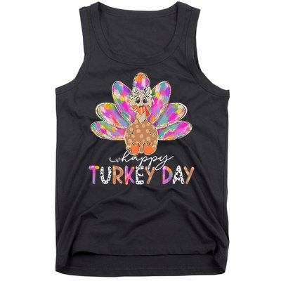 Happy Turkey Day Cute Turkey Thanksgiving Tank Top