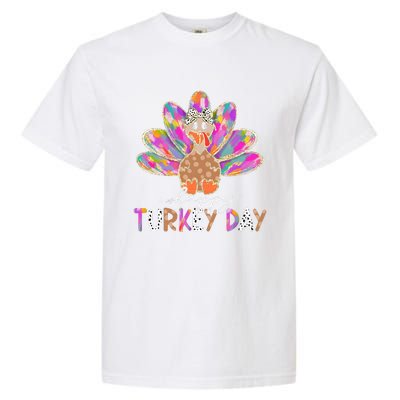 Happy Turkey Day Cute Turkey Thanksgiving Garment-Dyed Heavyweight T-Shirt