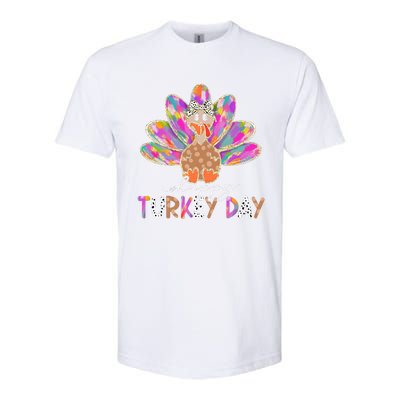 Happy Turkey Day Cute Turkey Thanksgiving Softstyle CVC T-Shirt