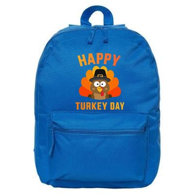 Happy Turkey Day With Cute Bird For Thanksgiving Dinner Great Gift 16 in Basic Backpack