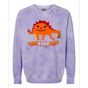 Halloween TRex Dinosaur Trick Rawr Treat Gift Funny Gift Colorblast Crewneck Sweatshirt