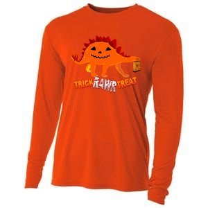 Halloween TRex Dinosaur Trick Rawr Treat Gift Funny Gift Cooling Performance Long Sleeve Crew