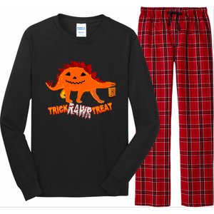 Halloween TRex Dinosaur Trick Rawr Treat Gift Funny Gift Long Sleeve Pajama Set