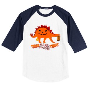 Halloween TRex Dinosaur Trick Rawr Treat Gift Funny Gift Baseball Sleeve Shirt