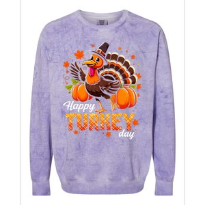 Happy Turkey Day Fall Autumn Thanksgiving Colorblast Crewneck Sweatshirt