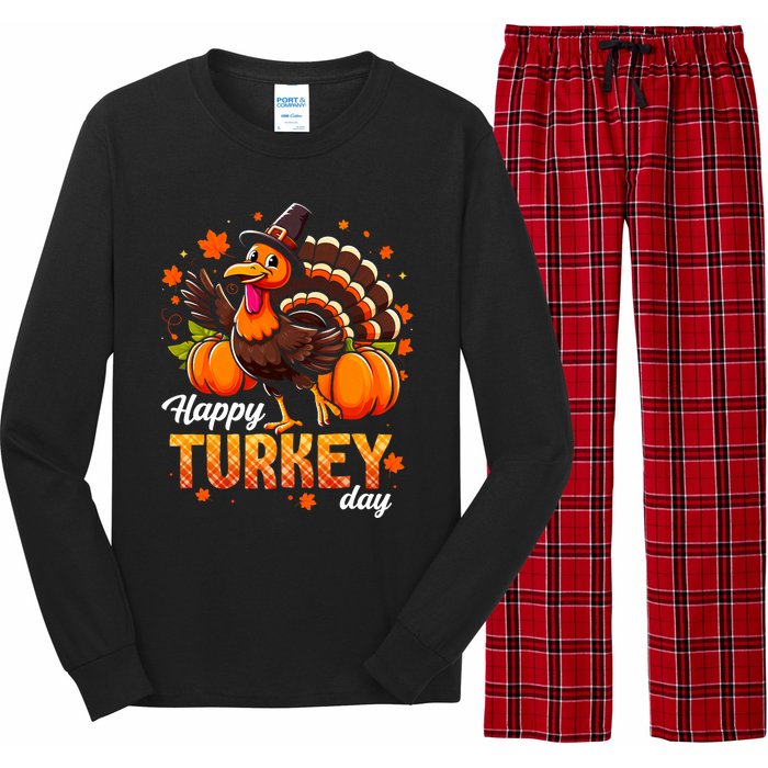 Happy Turkey Day Fall Autumn Thanksgiving Long Sleeve Pajama Set