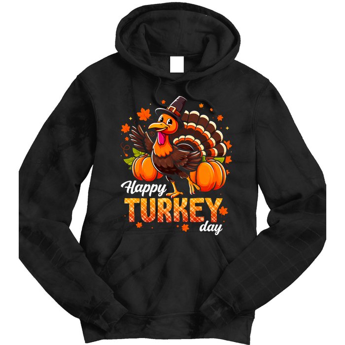 Happy Turkey Day Fall Autumn Thanksgiving Tie Dye Hoodie