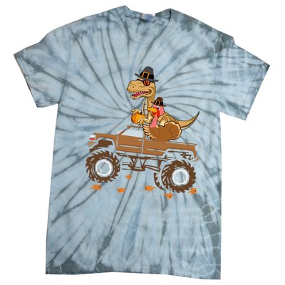 Happy Thanksgiving Dinosaur Turkey Riding Truck Tie-Dye T-Shirt