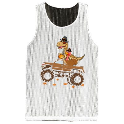 Happy Thanksgiving Dinosaur Turkey Riding Truck Mesh Reversible Basketball Jersey Tank