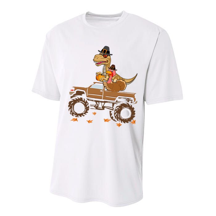 Happy Thanksgiving Dinosaur Turkey Riding Truck Performance Sprint T-Shirt