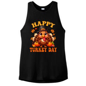 Happy Turkey Day Happy Thanksgiving Fall Ladies PosiCharge Tri-Blend Wicking Tank