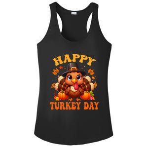 Happy Turkey Day Happy Thanksgiving Fall Ladies PosiCharge Competitor Racerback Tank