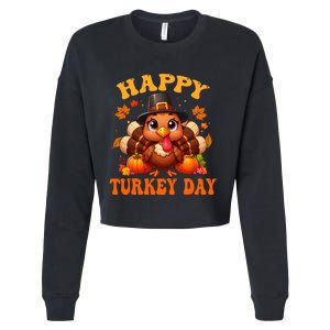 Happy Turkey Day Happy Thanksgiving Fall Cropped Pullover Crew