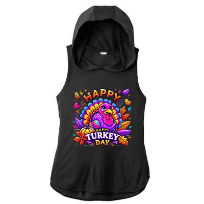 Happy Turkey Day Thanksgiving Female Turkey Ladies PosiCharge Tri-Blend Wicking Draft Hoodie Tank