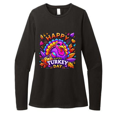 Happy Turkey Day Thanksgiving Female Turkey Womens CVC Long Sleeve Shirt