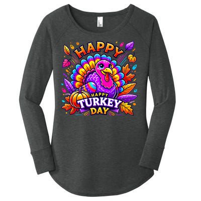 Happy Turkey Day Thanksgiving Female Turkey Women's Perfect Tri Tunic Long Sleeve Shirt